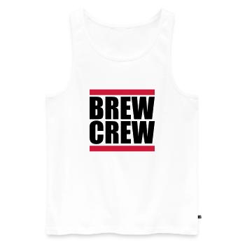 Brew Crew Balken Spruch - Männer Premium Bio Tank Top - Weiß - Vorne - AI Model Male 178 light (178cm)