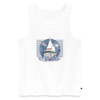 Segelboot - Männer Premium Bio Tank Top - Weiß - Vorne - Michal (187cm)