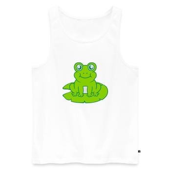 Grenouille assise nénuphar Seeblatt - Débardeur bio Premium Homme - blanc - Devant - Michal (187cm)