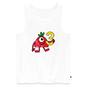 Funny Red Cartoon Number Three Monster - Men's Premium Organic Tank Top - white - Front - Michal (187cm)