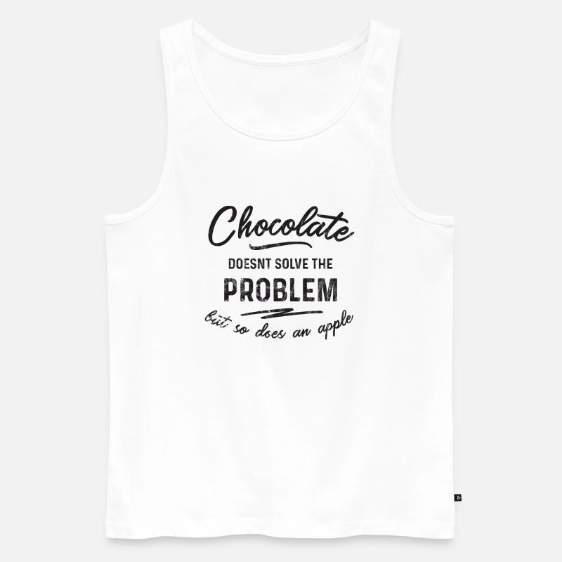 Chocolate doesnt solve the problem - Männer Premium Bio Tank Top - Weiß