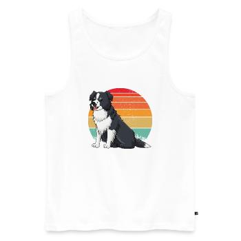 Border collie Retro 2 - Débardeur bio Premium Homme - blanc - Devant - Michal (187cm)