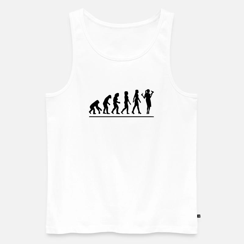 Évolution coiffeuse / cadeau humour coiffeuse - Débardeur bio Premium Homme - blanc