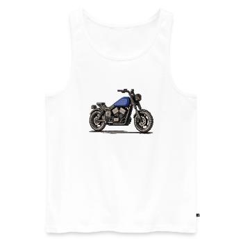 Chopper als Oldtimer Motorrad in Pixelart - Männer Premium Bio Tank Top - Weiß - Vorne - Michal (187cm)