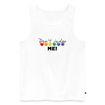 Regenbogenherzchen dont judge me schwarz - Männer Premium Bio Tank Top - Weiß - Vorne - AI Model Male 178 light (178cm)