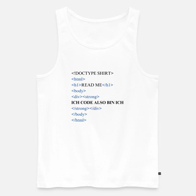 Ich code also bin ich - Männer Premium Bio Tank Top - Weiß