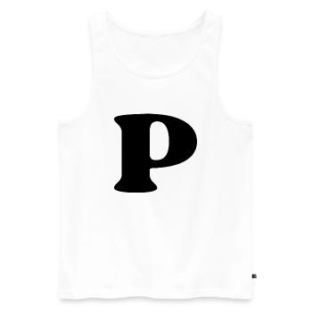 Letter p - Men's Premium Organic Tank Top - white - Front - AI Model Male 178 light (178cm)