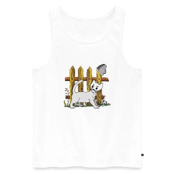 Katze - Männer Premium Bio Tank Top - Weiß - Vorne - Michal (187cm)