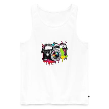 Kamera / Fotoapperat / Foto / Bild / Aufnahme - Männer Premium Bio Tank Top - Weiß - Vorne - AI Model Male 178 light (178cm)
