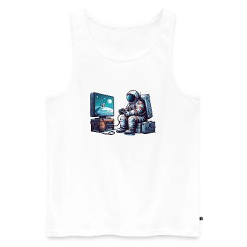Astronaut Gaming - Männer Premium Bio Tank Top - Weiß - Vorne - Michal (187cm)