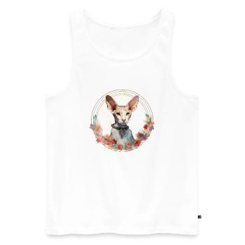 Cornish Rex Katze Boho Style, Liebe Katzen - Männer Premium Bio Tank Top - Weiß - Vorne - AI Model Male 178 light (178cm)