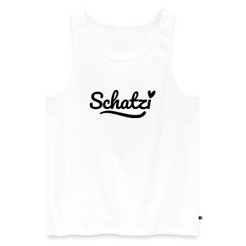Schatzi Schrift Herz - Männer Premium Bio Tank Top - Weiß - Vorne - AI Model Male 178 light (178cm)