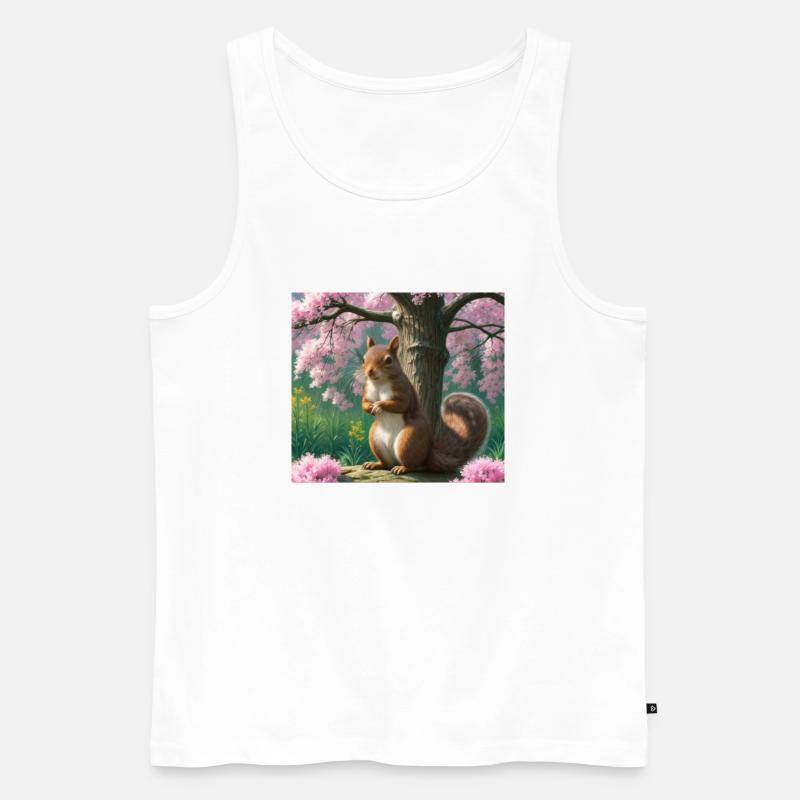 Suirrel withblooming tree - Eichhörnchen - Männer Premium Bio Tank Top - Weiß