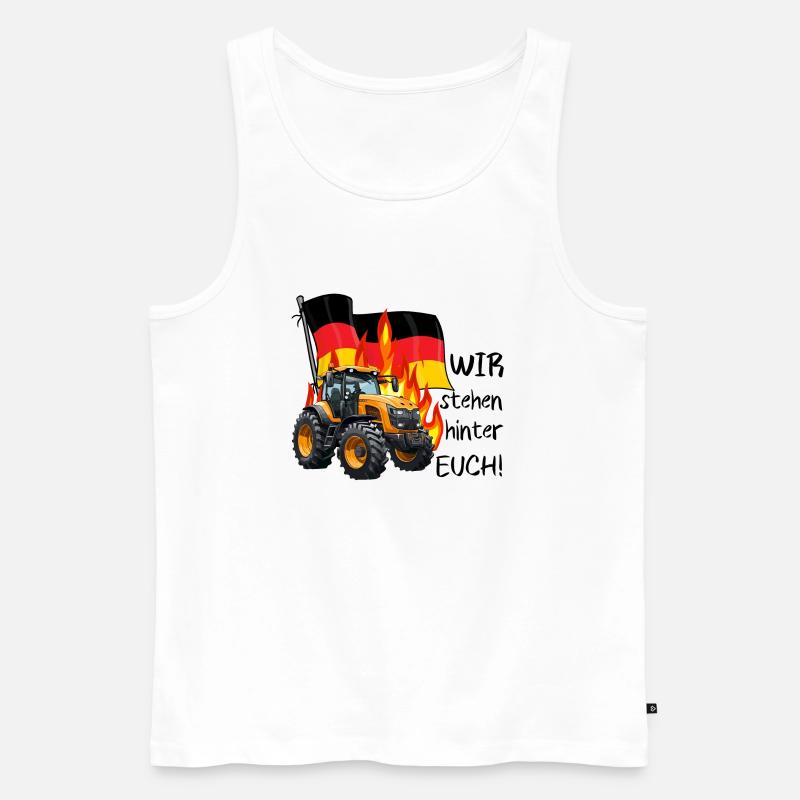 Wir stehen hinter den Bauern - Männer Premium Bio Tank Top - Weiß