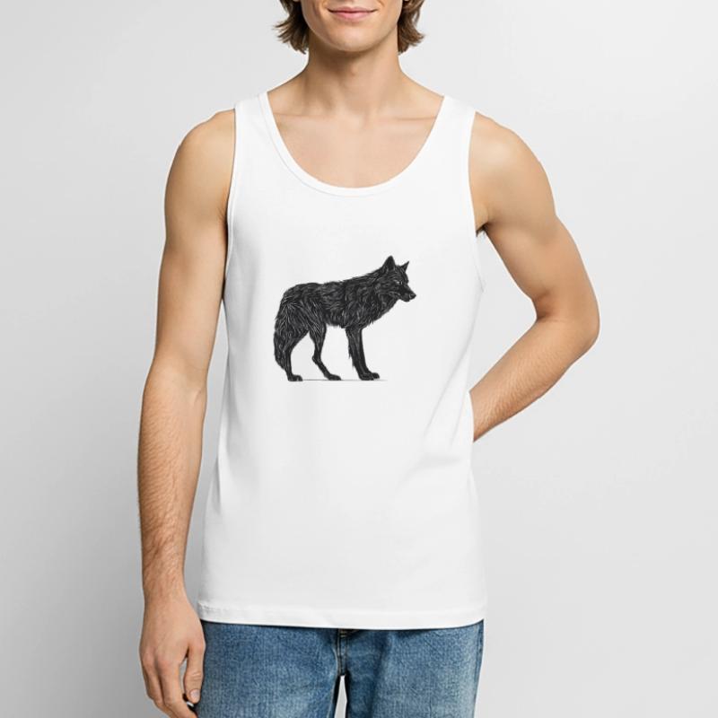 Wilder Wolf - Schwarzer Wolf T-Shirt oder Pullover Männer Premium Bio Tank Top