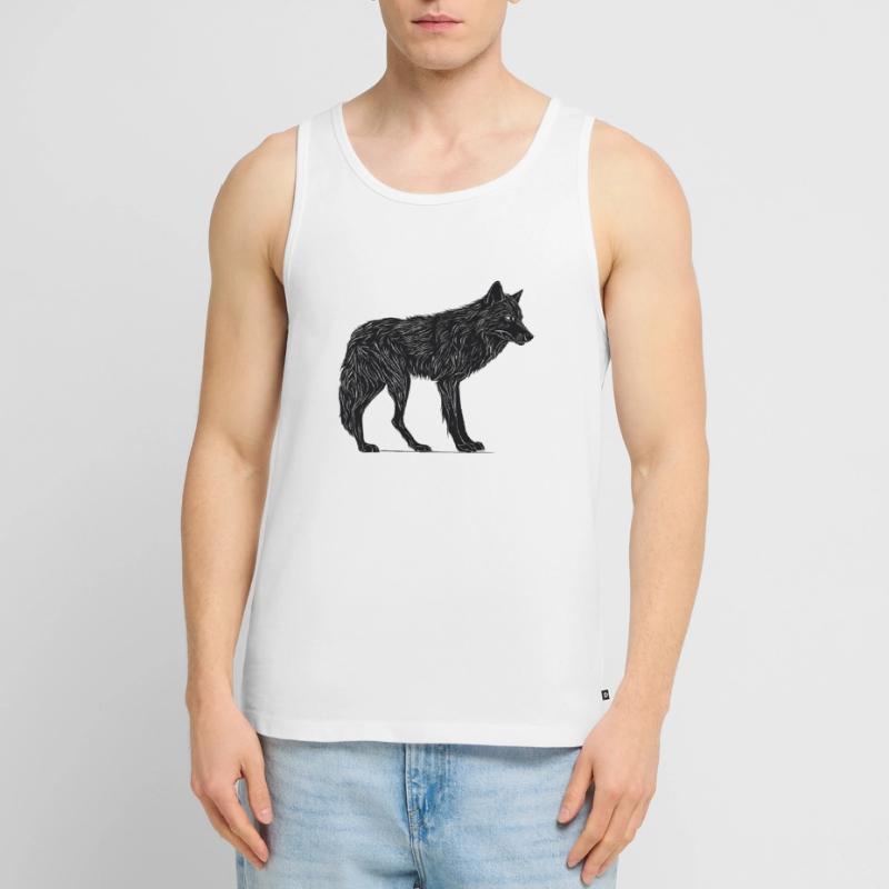 Wilder Wolf - Schwarzer Wolf T-Shirt oder Pullover Männer Premium Bio Tank Top