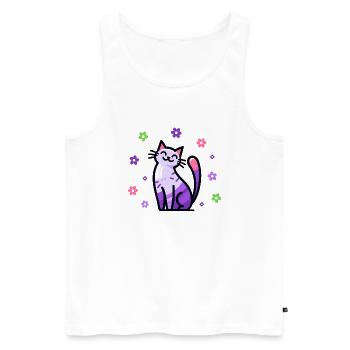 Chat heureux - Débardeur bio Premium Homme - blanc - Devant - AI Model Male 178 light (178cm)
