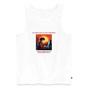 Ich würde gern die Welt verändern - Männer Premium Bio Tank Top - Weiß - Vorne - AI Model Male 178 light (178cm)