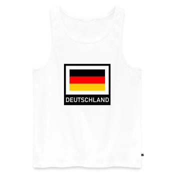 Deutschland Flagge mit Schriftzug - Männer Premium Bio Tank Top - Weiß - Vorne - Michal (187cm)