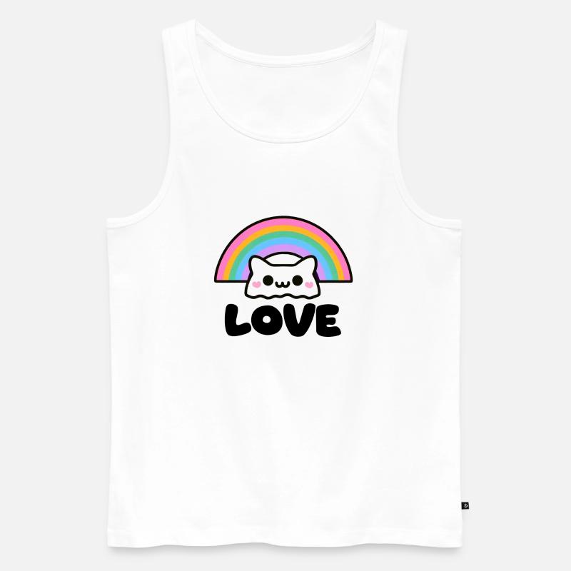 Pride Liebe Katze - Männer Premium Bio Tank Top - Weiß