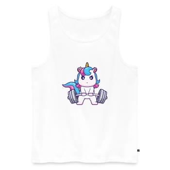 Einhorn Kreuzheben - Magisches Krafttraining - Männer Premium Bio Tank Top - Weiß - Vorne - Michal (187cm)