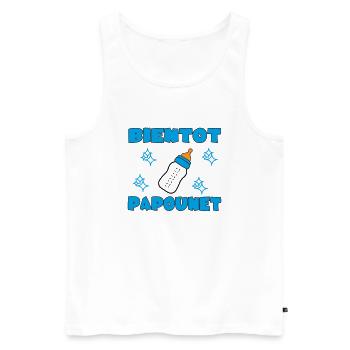 BIENTOT PAPOUNET - Débardeur bio Premium Homme - blanc - Devant - Michal (187cm)