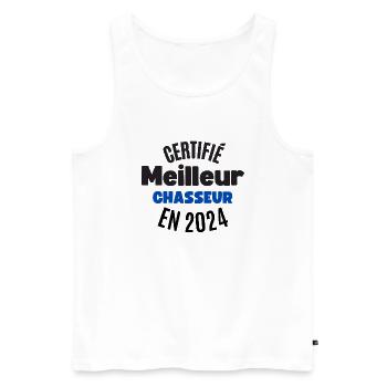Certified Best Hunter in 2024 - Men's Premium Organic Tank Top - white - Front - Michal (187cm)