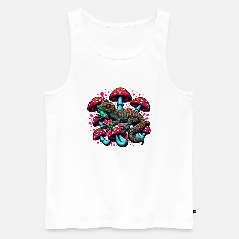 Psychedelischer Gecko mit Pilzen - Männer Premium Bio Tank Top - Weiß