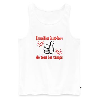 ZUM BESTEN BIG BROTHER ALLER ZEITEN GEWÄHLT - Männer Premium Bio Tank Top - Weiß - Vorne - Michal (187cm)