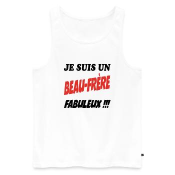 FRERE SOEUR BROTHER SISTER - Men's Premium Organic Tank Top - white - Front - AI Model Male 178 light (178cm)