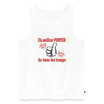 ELU MEILLEUR POMPIER DE TOUS LES TEMPS - Débardeur bio Premium Homme - blanc - Devant - Michal (187cm)