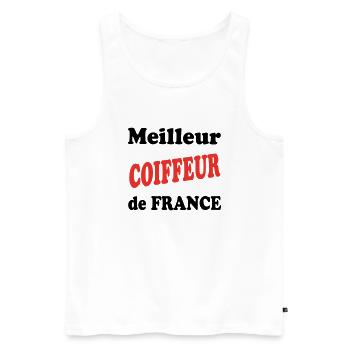 Meilleur COIFFEUR de france - Débardeur bio Premium Homme - blanc - Devant - Michal (187cm)