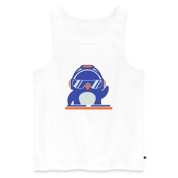 Drôle Cool DJ Pingouin Mixer Musique de fête - Débardeur bio Premium Homme - blanc - Devant - Michal (187cm)