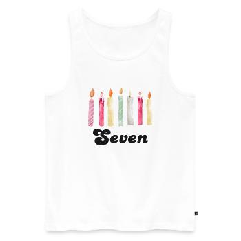 7e anniversaire bougie - Débardeur bio Premium Homme - blanc - Devant - AI Model Male 178 light (178cm)
