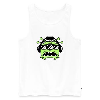 DJ Alien Alien Horreur Halloween Tête de fête - Débardeur bio Premium Homme - blanc - Devant - AI Model Male 178 light (178cm)