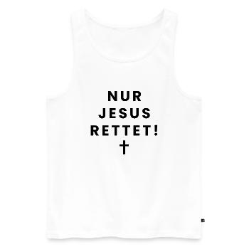 Nur Jesus rettet - Christliches Design - Männer Premium Bio Tank Top - Weiß - Vorne - Michal (187cm)