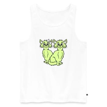 Zwei Katzen Paar 2 Romantisches verliebtes Pärchen - Männer Premium Bio Tank Top - Weiß - Vorne - Michal (187cm)