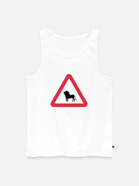 Caution Lion Warning - Men's Premium Organic Tank Top - white