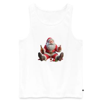 Père Noël ivre 2 - Débardeur bio Premium Homme - blanc - Devant - Michal (187cm)