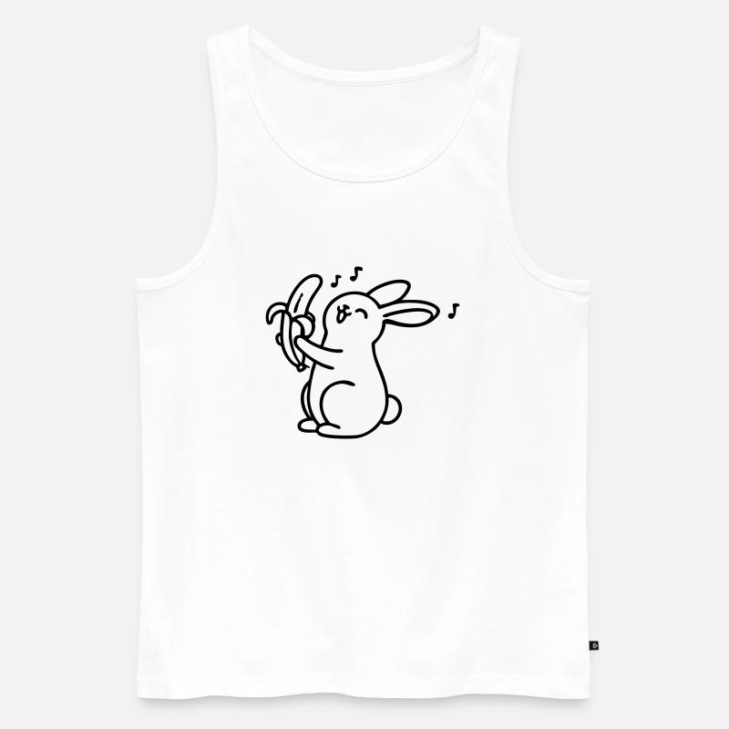 singender Hase mit Banane - Männer Premium Bio Tank Top - Weiß