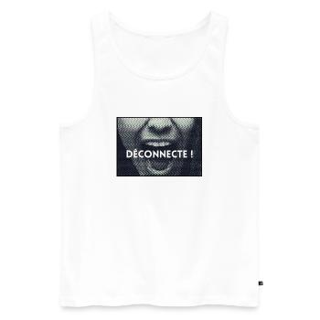 Message - Déconnecte ! - Débardeur bio Premium Homme - blanc - Devant - AI Model Male 178 light (178cm)