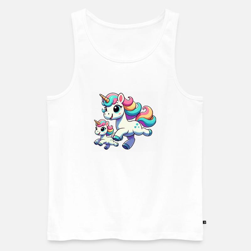 Einhorn-Mutter mit Kind - Männer Premium Bio Tank Top - Weiß