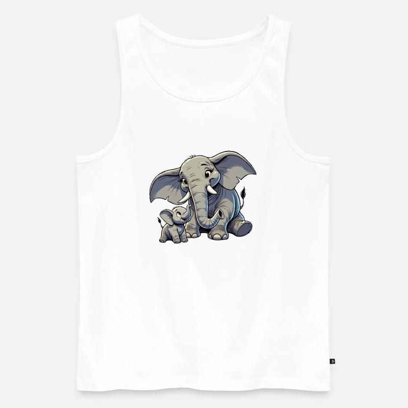 Afrikanischer Elefant Mutter und Kind - Männer Premium Bio Tank Top - Weiß