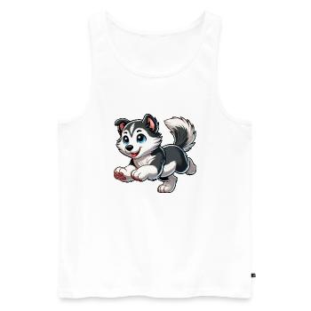 Siberian Husky - Men's Premium Organic Tank Top - white - Front - AI Model Male 178 light (178cm)
