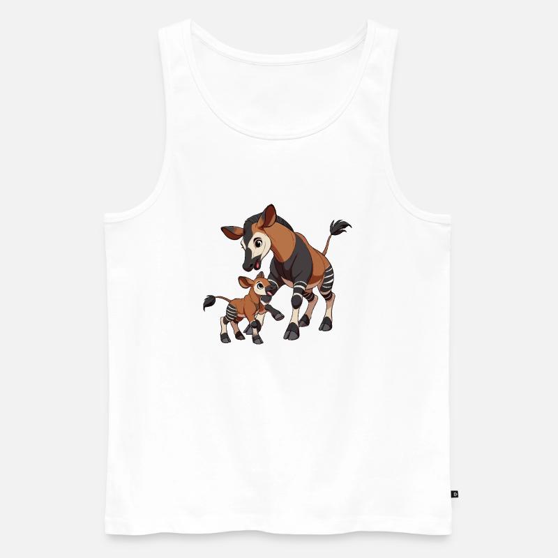 Okapi Mutter und Kind - Männer Premium Bio Tank Top - Weiß