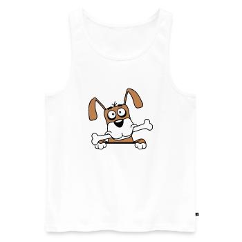 Funny Dog Big Bone Mouth Mouth Hunger Cool - Men's Premium Organic Tank Top - white - Front - AI Model Male 178 light (178cm)
