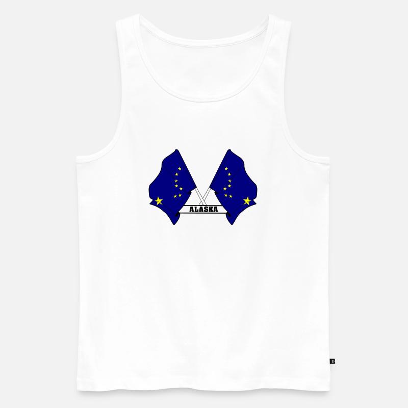 Deux drapeaux texte ALASKA - Débardeur bio Premium Homme - blanc