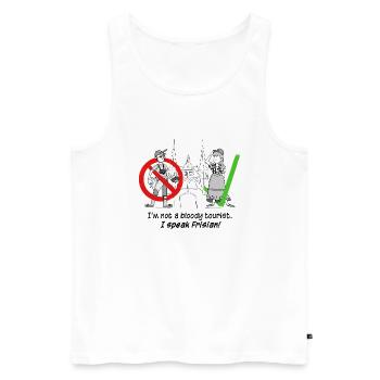 Ich bin kein verdammter Tourist. Ich spreche Friesisch! - Männer Premium Bio Tank Top - Weiß - Vorne - Michal (187cm)