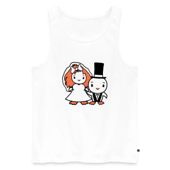 2 oiseaux mariage couple canards mariage homme femme mignon - Débardeur bio Premium Homme - blanc - Devant - Michal (187cm)