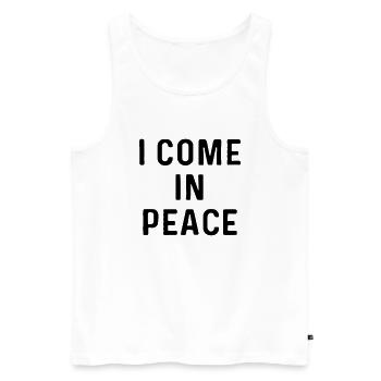 Ich komme in Frieden. - Männer Premium Bio Tank Top - Weiß - Vorne - Michal (187cm)